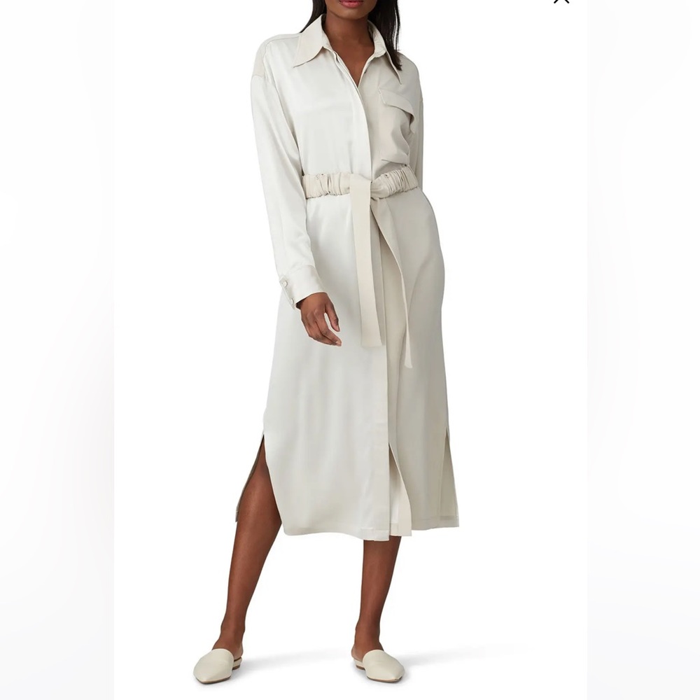 CO Cream Silk Shirt Dress Size Small $795